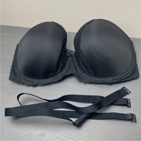 Victoria’s Secret Dream Angels Multi-Way Strapless Bra 32DDD Black Lace - Picture 2 of 5